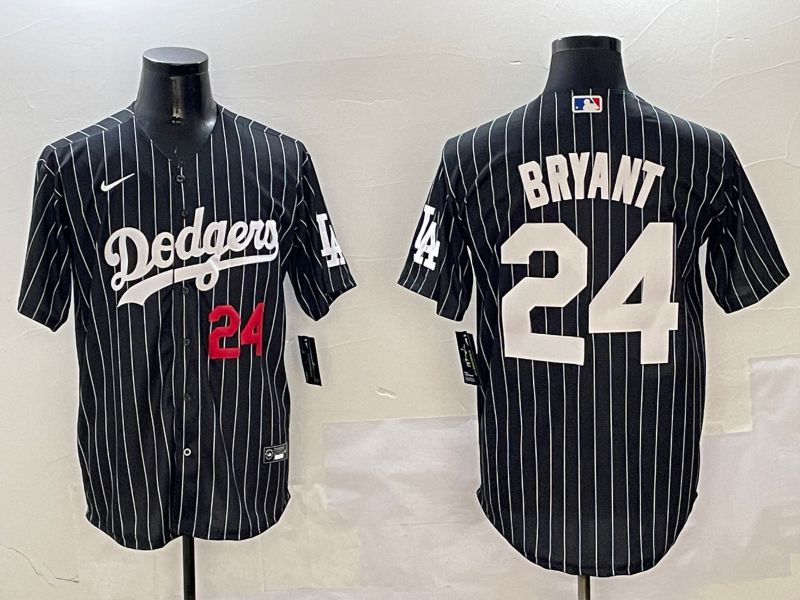 Men Los Angeles Dodgers 24 Bryant Black Stripe Jointly Name 2025 Nike MLB Jersey style 13